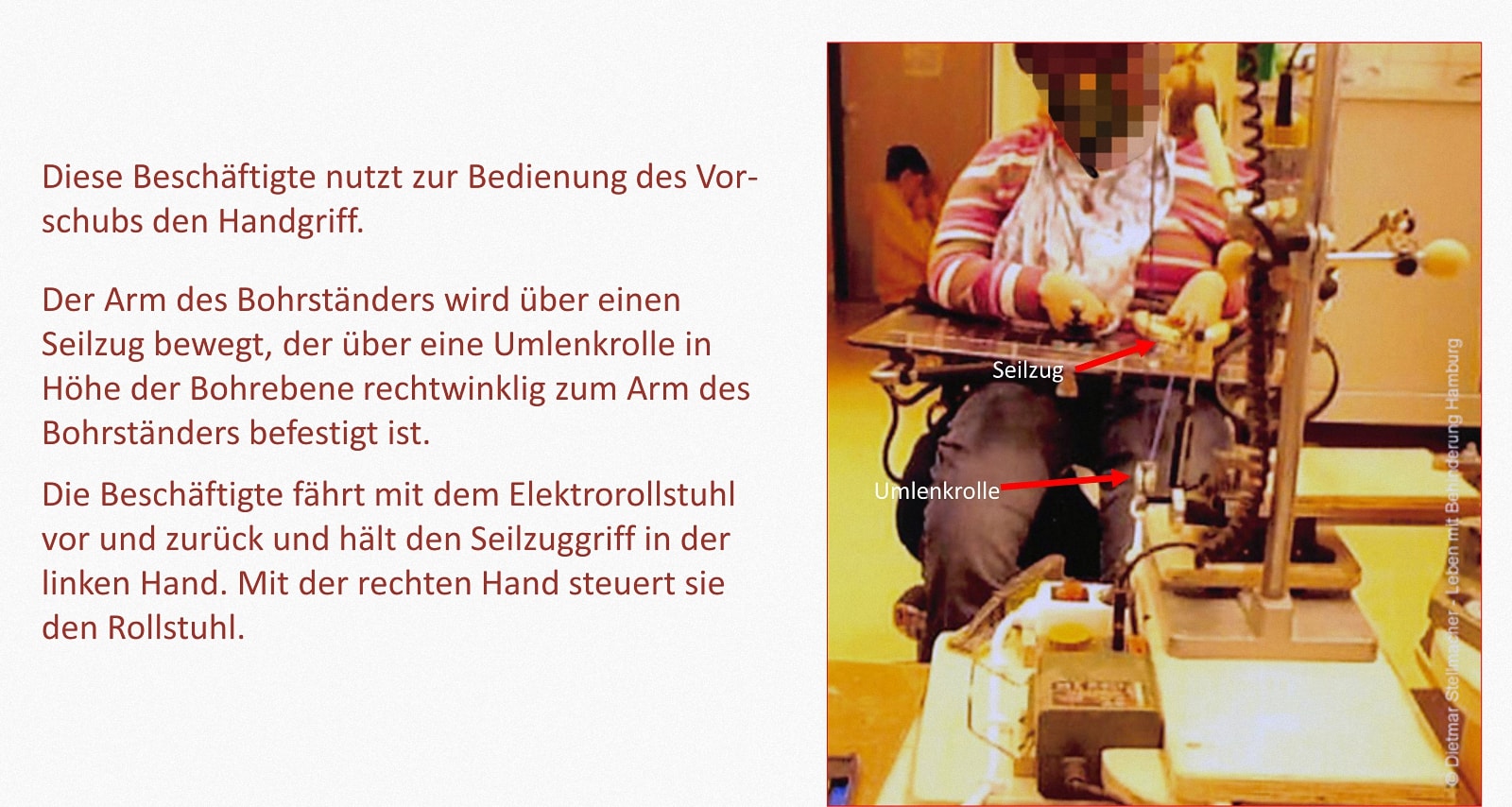 Bohren Leben mit Behinderung Hamburg (LmbH) Arbeit unterstützende Geräte Entwickler: Dietmar Stellmacher Fotos: Dietmar Stellmacher