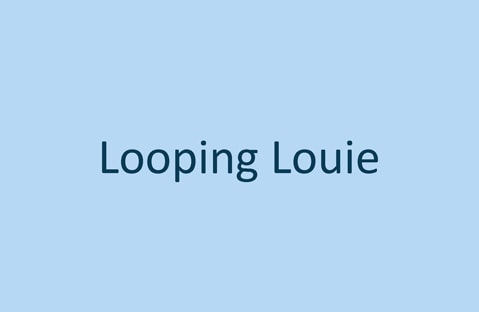 Text „Looping Louie“ zentriert in weißer Schrift auf schlichtem blauem Hintergrund.