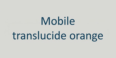 Der Text auf einem einfachen Hintergrund lautet „mobile translucide orange“ in blauer Schrift.