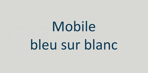 Text „mobile bleu sur blanc“ in blauen Buchstaben auf weißem Hintergrund.
