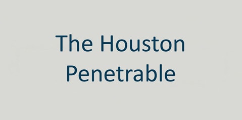 Der Text „The Houston Penetrable“ wird in dunkelblauer Schrift auf hellgrauem Hintergrund angezeigt.