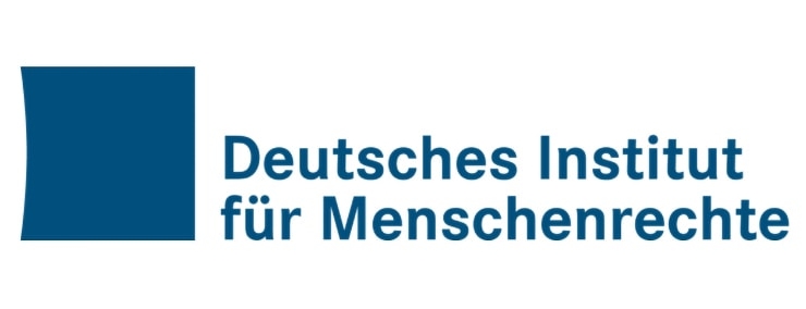Logo des Deutschen Instituts für Menschenrechte mit einem blauen Quadrat neben dem deutschen Namen in blauer Schrift.
