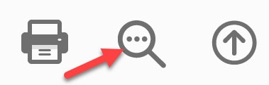 Symbole, die einen Drucker, eine Lupe mit Chat-Blasen und einen Upload-Pfeil darstellen, verbunden durch einen roten Pfeil nach rechts.