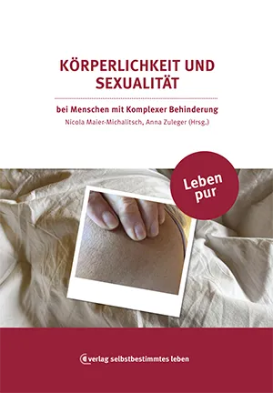 Buchcover mit Text „Körperlichkeit und Sexualität“ und dem Bild einer Hand, die eine Oberfläche berührt.