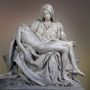 Menükachel: Trauer begleiten - Marmorstatue einer Pietà [dekorativ]